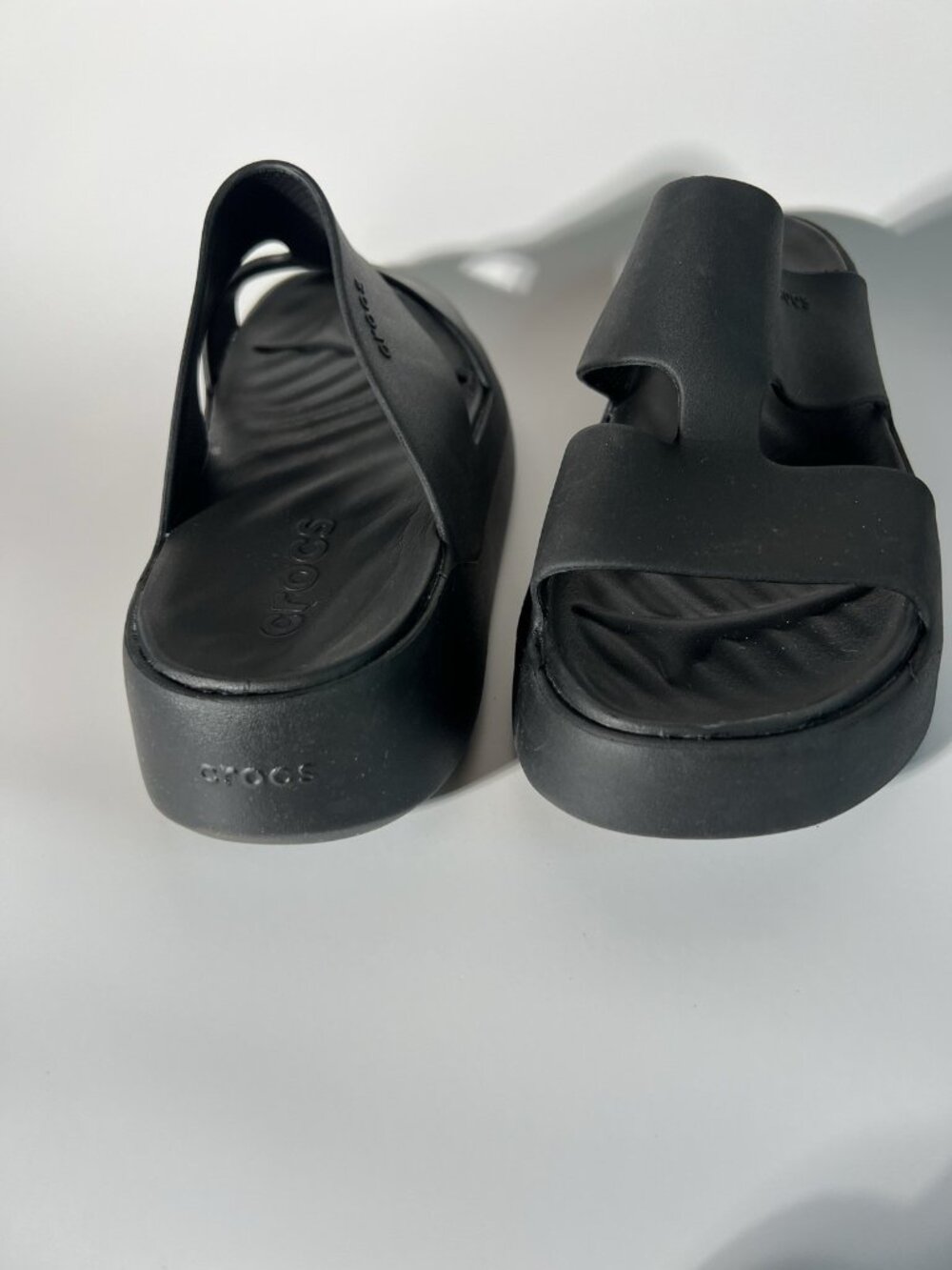 Crocs Black Platform Slides Comfort Sandals Womens W8 - Picture 9 of 14
